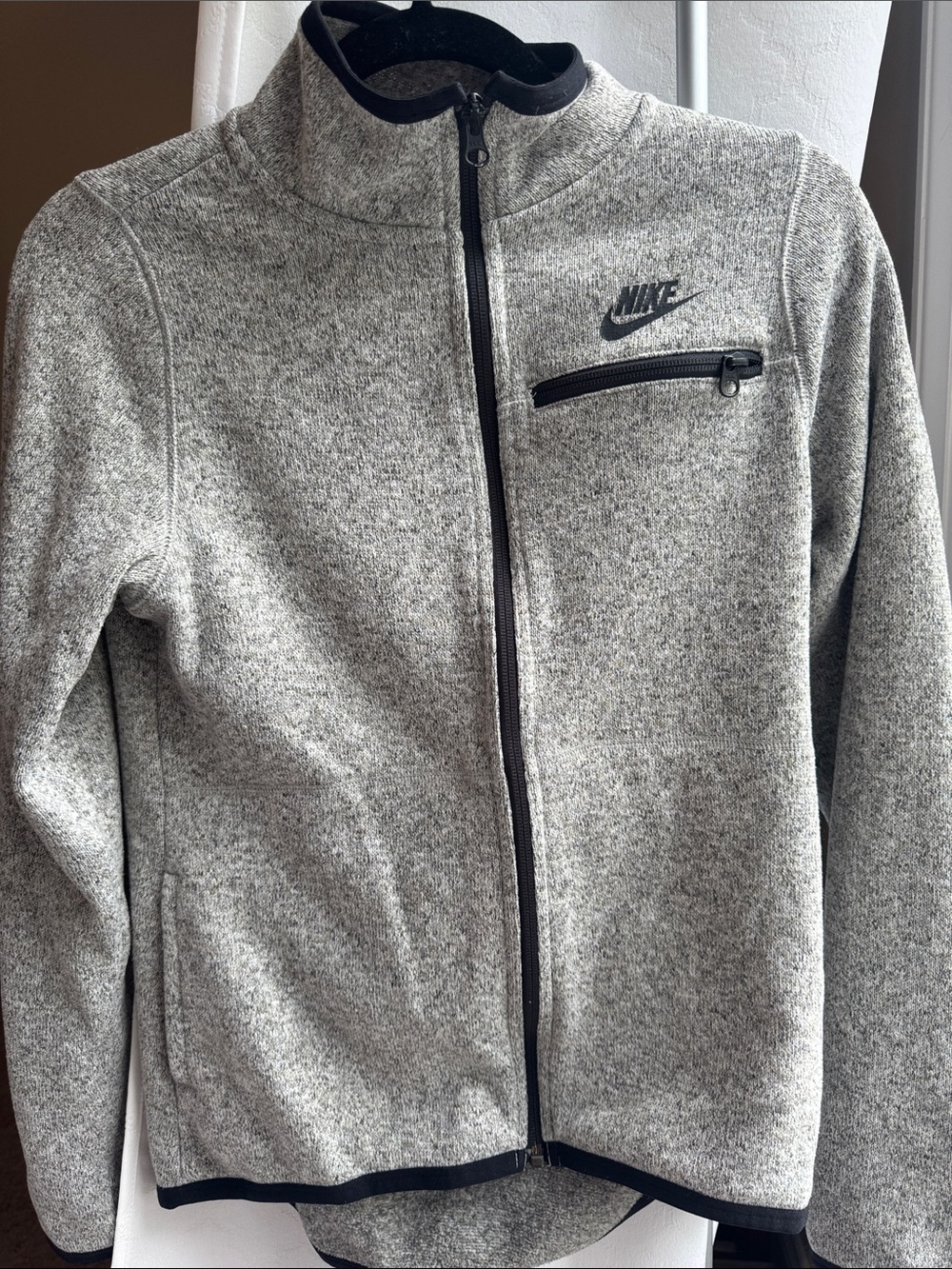 Nike Women’s Heather Gray Full-Zip Jacket with Black Trim